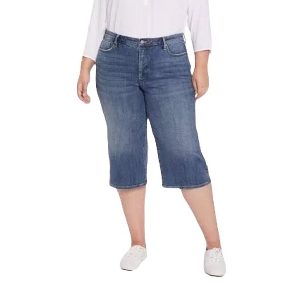 NYDJ Denim - NYDJ Plus Size 18W 19 Wide Leg Pedal Pusher Capri Jeans Seline Blue Wash